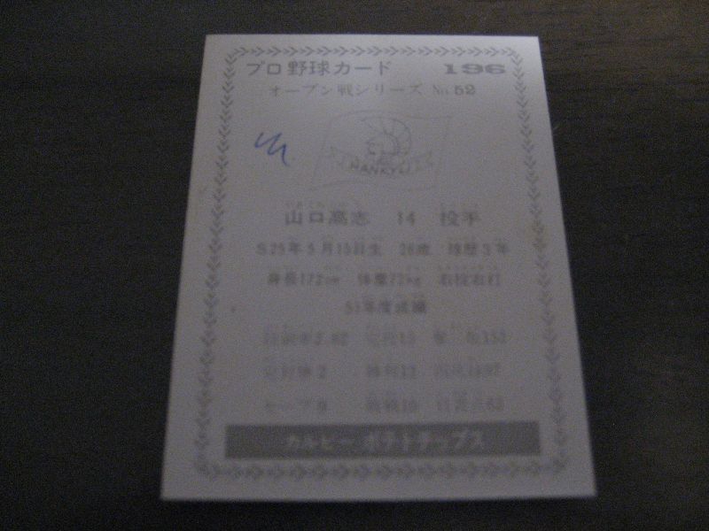 画像: カルビープロ野球カード1977年/黒版/No196/山口高志/阪急ブレーブス