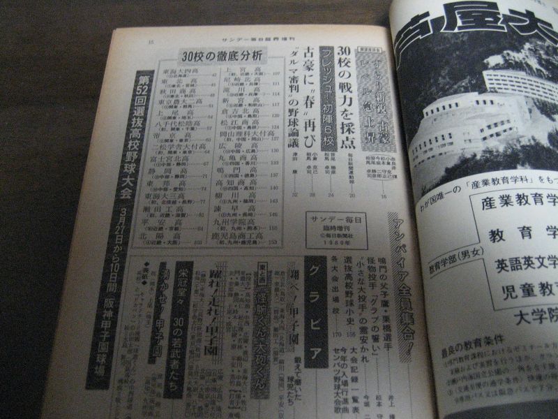 画像: 昭和55年サンデー毎日臨時増刊/第52回センバツ高校野球