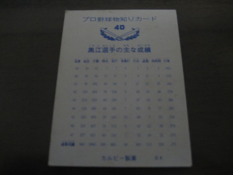 画像: カルビープロ野球カード1973年/No40黒江透修/巨人/バット版