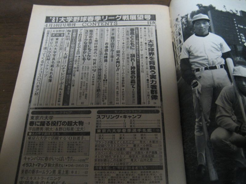 画像: 昭和56年週刊ベースボール増刊/大学野球春季リーグ戦展望号 