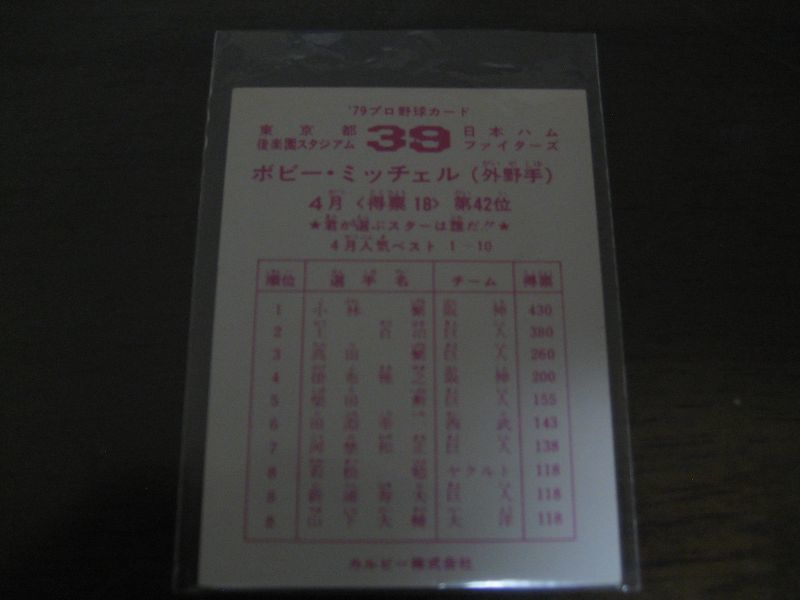画像: カルビープロ野球カード1979年/ボビー・ミッチェル/日本ハムファイターズ/4月第42位