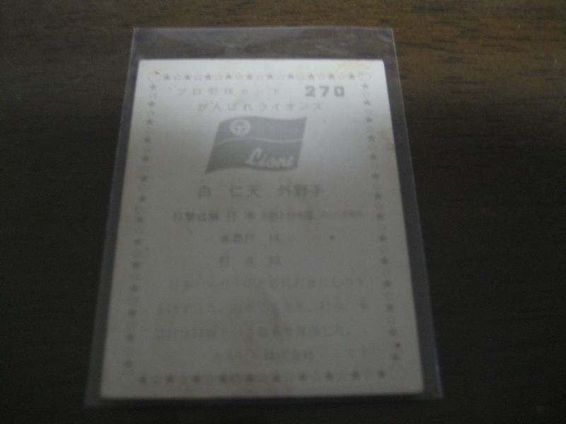 画像: カルビープロ野球カード1975年/No270白仁天/太平洋クラブライオンズ