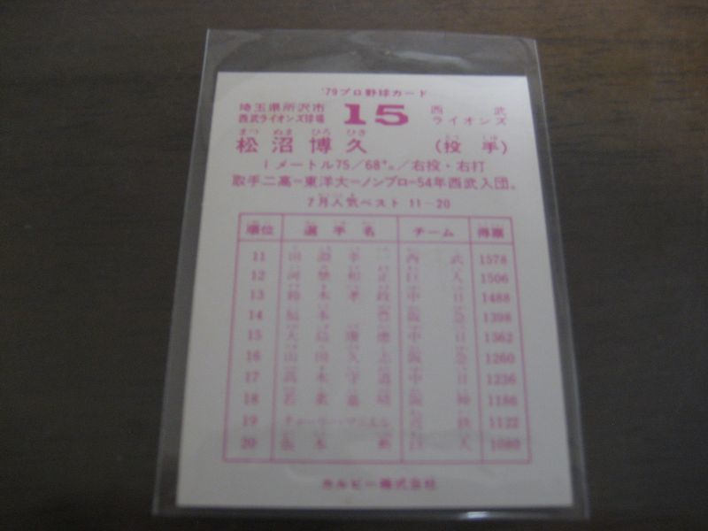 画像: カルビープロ野球カード1979年/松沼博久/西武ライオンズ