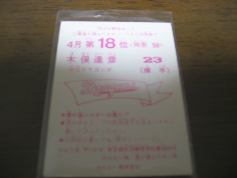 カルビープロ野球カード1979年/木俣達彦/中日ドラゴンズ/4月第18位