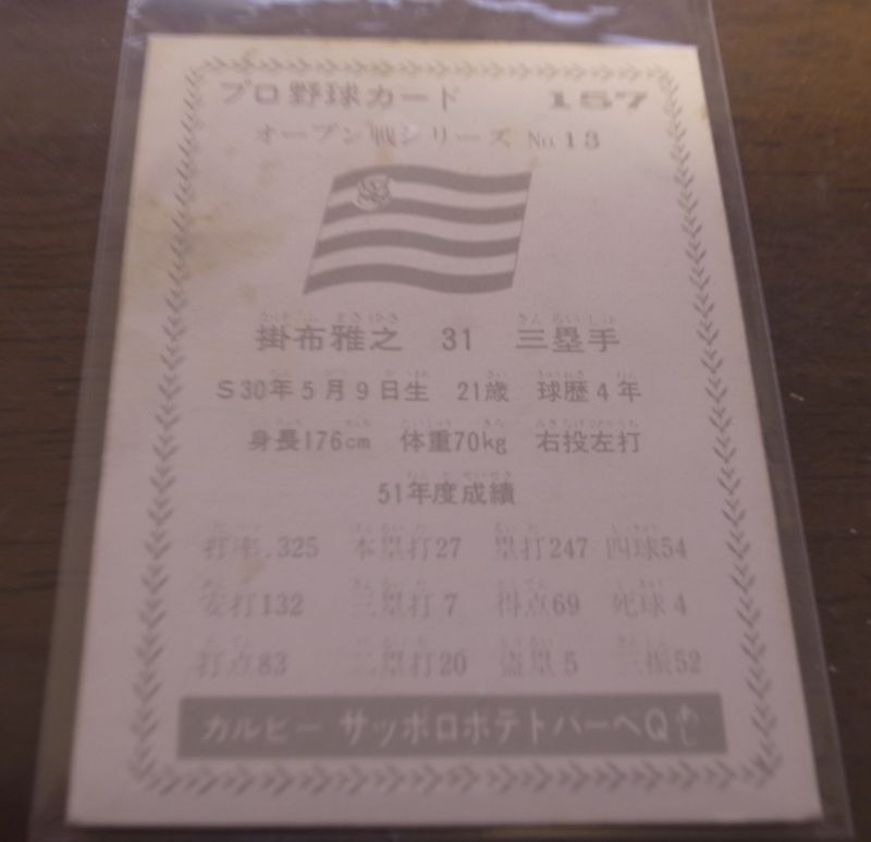 画像: カルビープロ野球カード1977年/黒版/No157/掛布雅之/阪神タイガース