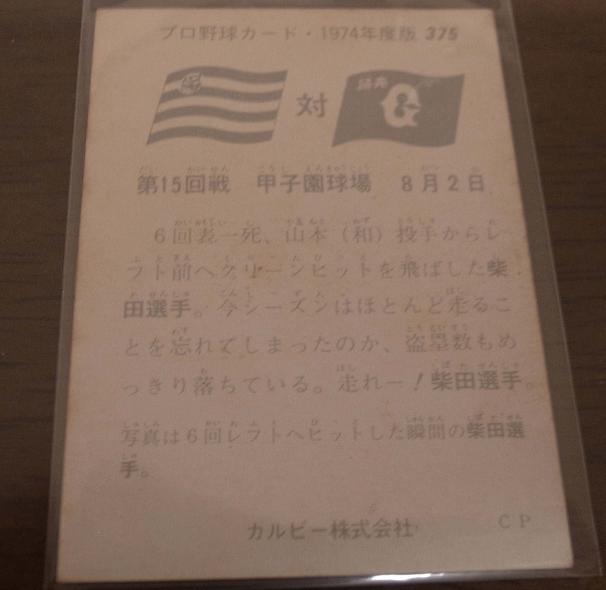 画像: カルビープロ野球カード1974年/No375柴田勲/巨人