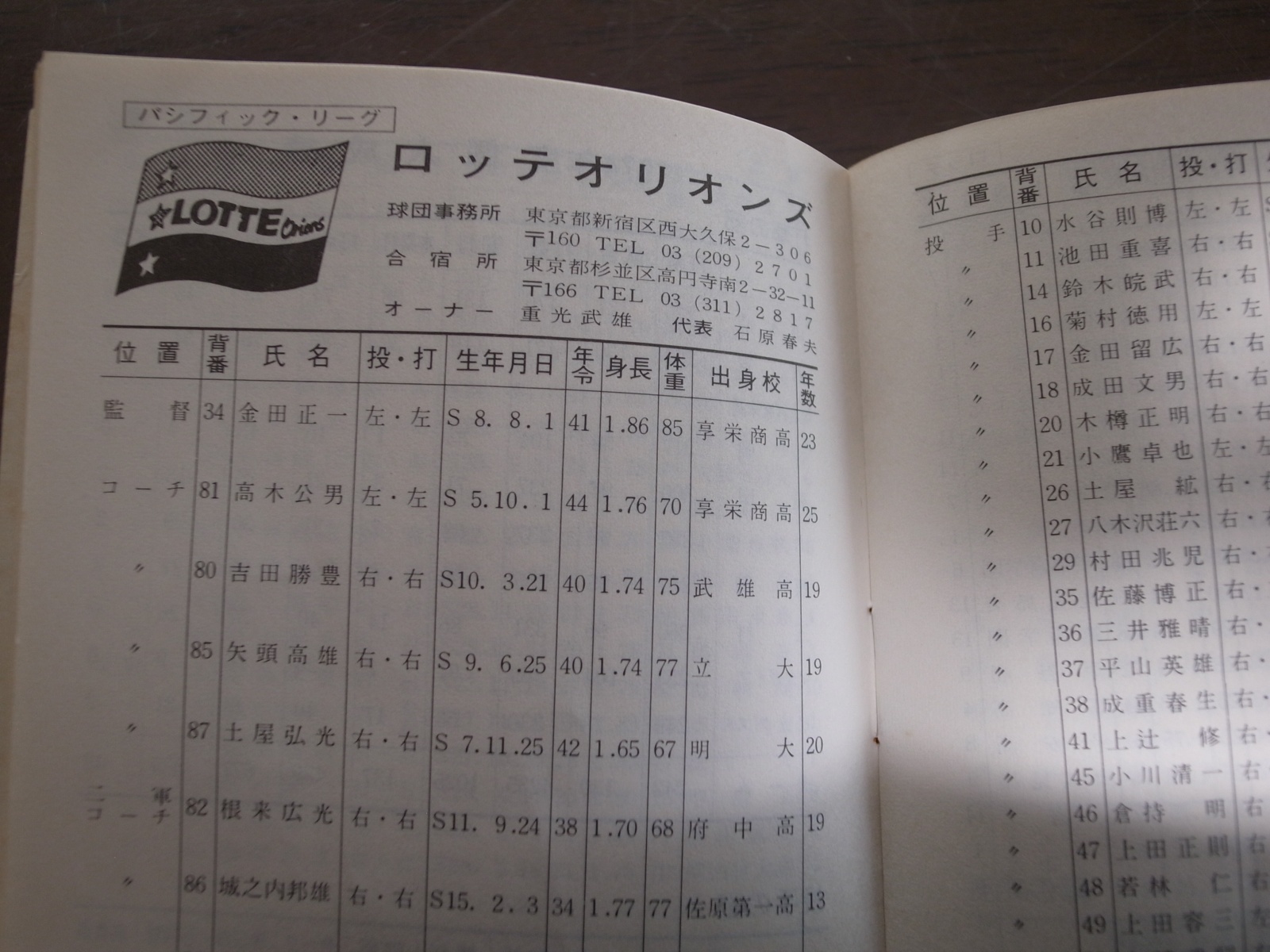 画像: カルビー/プロ野球/ポケットブック1975年